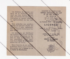 Office National Du Lait Et De Ses Dérivés - Licence Pour Vente De Beurre De Ferme  - VERLAINE 1971-  Agriculture (B309) - Mitgliedskarten