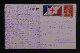 FRANCE - Vignette Croix Rouge Sur Carte Postale Militaire Pour Arcachon En 1916 - L 124097 - Lettres & Documents