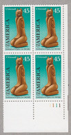 Sc#C121, America Carved Figure Air Mail Plate # Block Of 4 45-cent US Stamps - 3b. 1961-... Ungebraucht