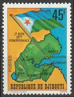 Timbre Neuf * N° 458(Yvert) Djibouti 1977 - Indépendance, Carte De Djibouti - Djibouti (1977-...)