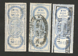 BELGIUM - 3 USED OLD REVENU STAMPS (5) - Timbres