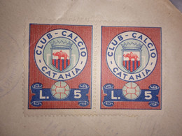 COPPIA MARCHE DA BOLLO CALCIO CATANIA LIRE 5 - 1954 - Revenue Stamps