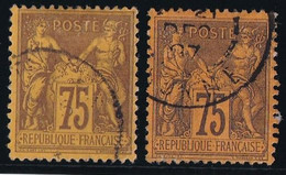 France N°99/99a - Les 2 Nuances - Oblitéré - TB - 1876-1898 Sage (Type II)
