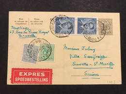 Postkaart Heraldieke Leeuw EXPRES Mengfrankering - Port. 10,50 Fr - ST GILLES BRUX - 1951-1975 León Heráldico