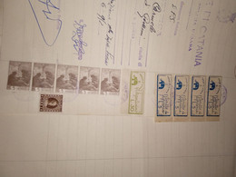 MARCHE DA BOLLO CATANIA-STRISCIA DA 5 SOCCORSO INVERNALE DA LIRE 5 + 4 MARCHE URGENTI DA L.5 + 1 URGENTISSIMA L. - 1952 - Revenue Stamps