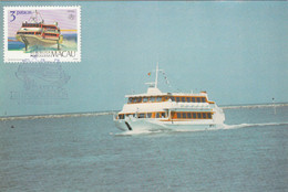 Macau, Macao, Maximum Cards, (41), Meios De Transporte, Barcos De Passageiros 1986 - Tarjetas – Máxima