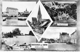 49 - CHATEAUNEUF / SARTHE :  Multivues - CPSM Dentelée Village Noir Blanc Format CPA - Maine Et Loire - Chateauneuf Sur Sarthe