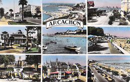 ** Lot De 2 Cartes 1950-60's ** 33 - ARCACHON : Multivues - CPSM Dentelées Colorisées Format CPA - Gironde - Arcachon