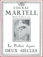 Cognac Martell. Le Préféré Depuis Deux Siècles. 1930. - Publicités
