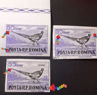 Errors Romania 1956 # Mi 1619 Printed With Writing Romanian Post And Pheasant Bird Moved - Varietà & Curiosità