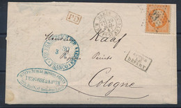 FB-332: FRANCE: Lot Avec  N°23 Obl étoile 23 Seul Sur Lettre De Paris Pour Hambourg (29/7/1867) - 1862 Napoleon III