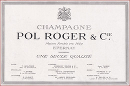 Champagne Pol Roger & Cie. Epernay. 1930. - Publicités