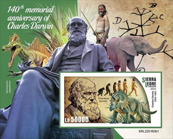Delcampe - Sierra Leone 2022, Darwin, Prehistoric Men, Elephant, BF IMPERFORATED - Eléphants
