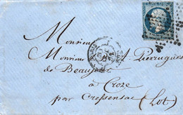 7728 Lettre   Paris  (75)  Pour  CROZE  Par CRESSENSAC  ( Lot 46)  2/11/1855 (recto-verso) - 1849-1876: Période Classique