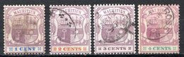 MAURICE - (Colonie Britannique) - 1895-97 - N° 86 à 89 - (Lot De 4 Valeurs Différentes) - (Armoiries) - Mauricio (...-1967)