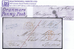 Ireland Galway Military 1851 OHMS Cover Kilcolgan To London Paid "1" With Blue "Oranmore/Penny Post" - Préphilatélie