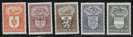 Belgium Scott # B442-6 MNH Arms, 1947, CV$29.10 - Unused Stamps