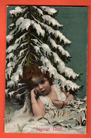 CAPA-32  Joyeux Noël  Enfant Sous Sapin Couvert De Neige.  Circ. 1909 - Autres & Non Classés