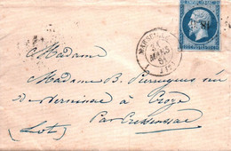 7735 Lettre Petits Chiffres PC 1896  MARSEILLE 13  Pour  CROZE  Par CRESSENSAC  ( 46 Lot)  31/3/1881 (recto-verso) - 1849-1876: Periodo Classico