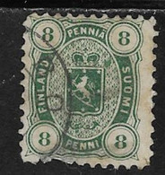 Finland Scott # 19 Used Dark Green Thick Paper Arms, 1876 , CV$90.00, Defect - Usati
