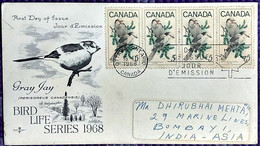 Canada 1968 Bird Life Series Postlly Used Cover From Canada To India (**) - Brieven En Documenten