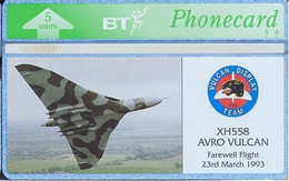 ENGLAND : BTG153 5u Avro Vulcan Farewell Flight 23/3/93 Fighter ( Batch: 324H..) MINT - BT Allgemeine