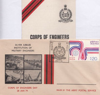 India 1974 Corps Of Engineers Day 99 A P O Army Special Cover + Blank Folder (**) Inde Indien - Briefe U. Dokumente