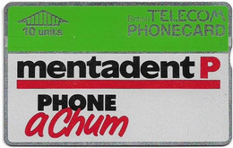 ENGLAND : BTA002A 10 U MENTADENT Notch. Norm Ctr ( Batch: 804B08236) USED - BT Edición General