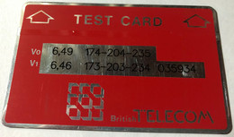 ENGLAND : BTT006 TEST CARD (red) / Reverse Red ( Batch: 035934) USED - BT Engineer BSK Service Test Issues