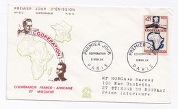 FRANCE 1964 FDC DE PARIS DU 06/11/1964 COOPERATION FRANCE-AFRIQUE - 1960-1969