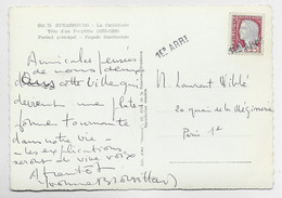 FRANCE DECARIS 25C CARTE DE STRASBOURG POUR PARIS ANNULATION GRIFFE 1ER ARRt - 1921-1960: Periodo Moderno