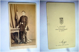 PHOTO CDV 19 Eme JEUNE GARCON ECOLE MILITAIRE Cabinet L FERRE   A LE MANS - Old (before 1900)