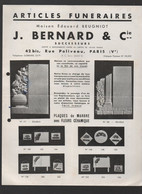 Paris 5e : Rue Poliveau: Catalogue J BERNARD   Articles Funéraires Avec Tarif (2 Documents) (PPP37780) - Publicités