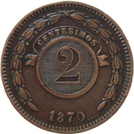 LaZooRo: Paraguay 2 Centesimos 1870 VF / XF - Paraguay