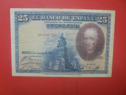 ESPAGNE 25 PESETAS 1928 Circuler (L.5) - 1-2-5-25 Pesetas