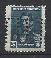 Argentina 1892 San Martin $5 Big Sun Perforated With Gum - Oblitérés