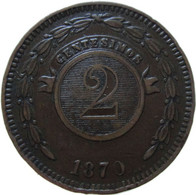 LaZooRo: Paraguay 2 Centesimos 1870 VF - Paraguay