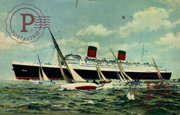 Le PAQUEBOT "Queen Elizabeth"  AND THE DRAGONS   15*10CM  CUNARD WHITE STAR LINER - Paquebots
