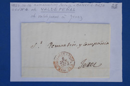 AX15  ESPANA   BELLE LETTRE  RR 1853 MANCHA BAJA  VALDE PENAS A JEREZ ++ AFFRANCH. PLAISANT - ...-1850 Prefilatelia