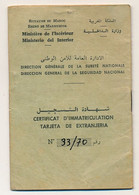 MAROC - Trois Certificats D'immatriculation (pour étrangers) FRANCAIS Résidant à FES - Années 1970 - Historical Documents