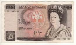 ENGLAND. £10 P379a  ( ND 1975   "sign.  J.B.Page"   -    Queen Elizabeth II/ Florence Nightingale ) - 10 Ponden