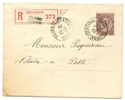 BELGIQUE - COB 61 SIMPLE CERCLE TOURNAI (STATION) SUR LETTRE RECOMMANDEE, 1903 - 1893-1900 Schmaler Bart