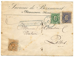 BELGIQUE - COB 28+30+31 SIMPLE CERCLE BLEU TOURNAI SUR LETTRE RECOMMANDEE, 1881 - 1884-1891 Leopold II