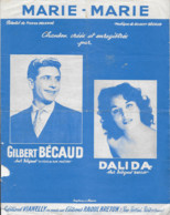 Partition Musicale - MARIE MARIE - Paroles Pierre Delanoé - Musique Gilbert Bécaud - BECAUD - DALIDA - 1959 - Spartiti