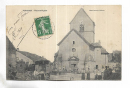 70 - PURGEROT - Place De L' Eglise - Animée + Roulotte De Romanichels - Sonstige & Ohne Zuordnung