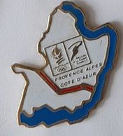 Pin's  Région, Sport  J.O  ALBERTVILLE  1992  ( 73 ) Passage  Flamme  Olympique  En  PROVENCE ALPES  CÔTE  D' AZUR - Jeux Olympiques