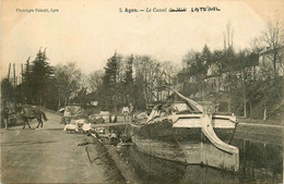 Agen * Péniche Batellerie */ Gros Plan ! * Le Canal Du Midi ( Latéral ) * Barge Chaland Péniches - Agen