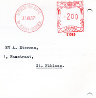 1957 Kaart Van S.A. CIBA Groot Bijgaarden - Concerne Poudres à Mouler - Rode Stempel ST AGATHA BERGHEM - Ref 143 - ...-1959