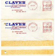 1958 2  Kaarten Van CLAVER Merksem - PERSENIT Tegels Carrelage - Rode Stempel Merksem 1 -   Ref 143 - ...-1959