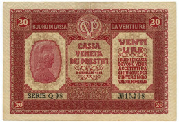 20 LIRE CASSA VENETA DEI PRESTITI OCCUPAZIONE AUSTRIACA 02/01/1918 BB/SPL - Oostenrijkse Bezetting Van Venetië